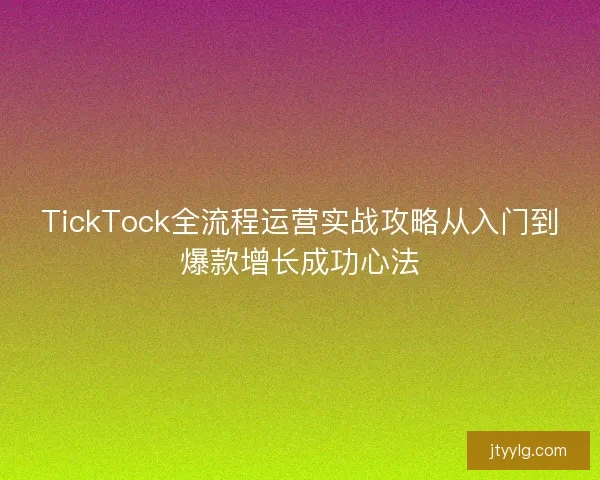 TickTock全流程运营实战攻略从入门到爆款增长成功心法